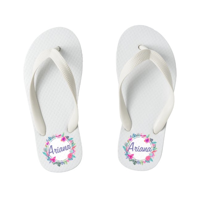 Tongs Enfants Courbe florale tropicale personnalisée| Retourner  (Semelle)