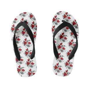 Tongs Enfants Croissant Mécanique avec Roses Rouges