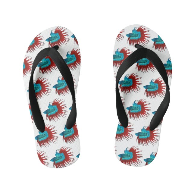 Tongs Enfants Crowntail betta fish dessin animé (Semelle)