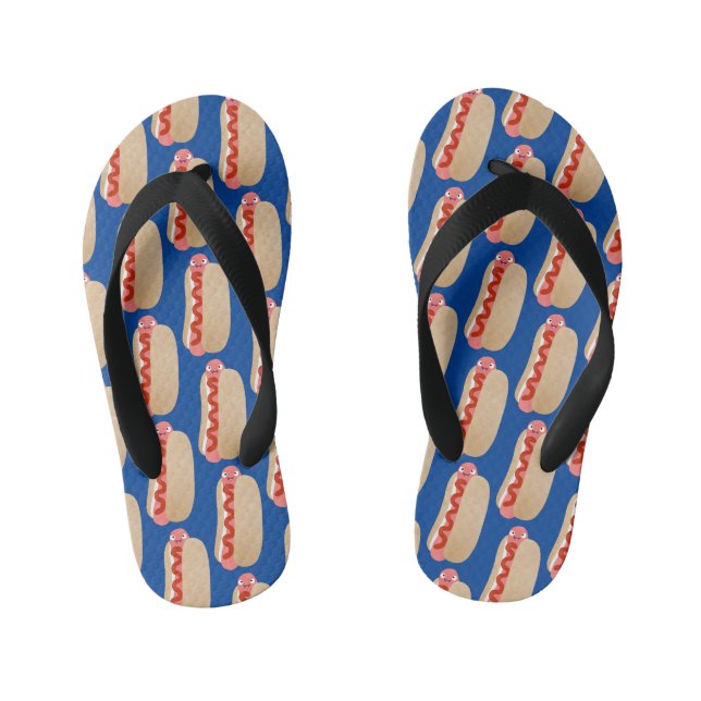 Tongs Enfants Curieux hot dog Weiner dessin animé (Semelle)