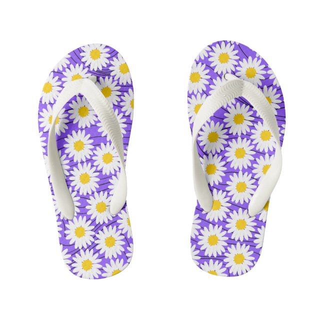 Tongs Enfants Cute Blanc Chamomille Violet Flip Flops (Semelle)