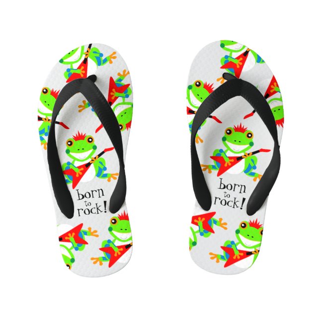 Tongs Enfants Cute Born to Rock Tree Frogs with Red Guitares (Semelle)