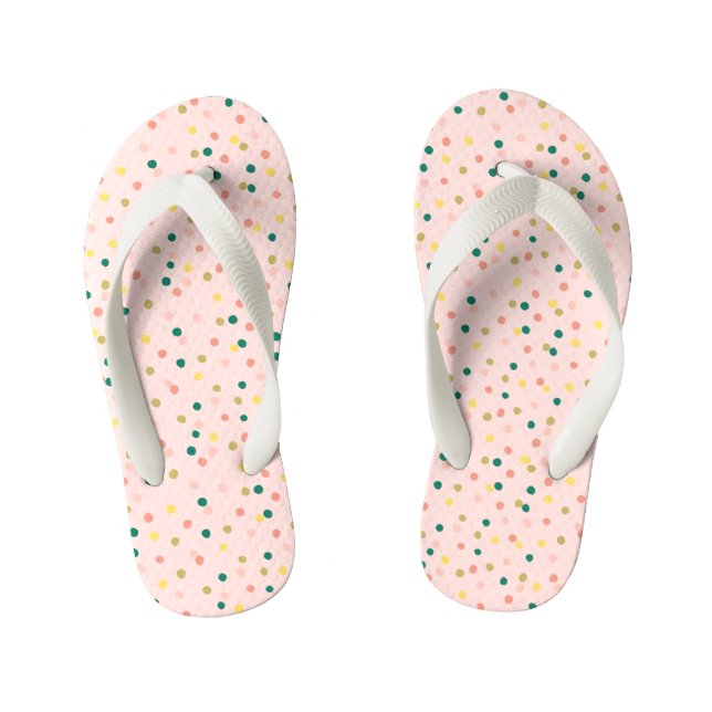 Tongs Enfants Cute Confetti Pois Motif Blush Green (Semelle)