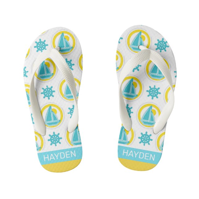 Tongs Enfants Cute été Motif nautique Personnalisé (Semelle)