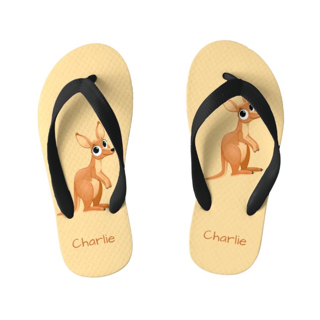 Tongs Enfants Cute Kangaroo nom personnalisé flip flops (Semelle)