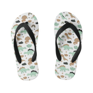 Tongs Enfants Cute Mint Green Dinosaur Motif
