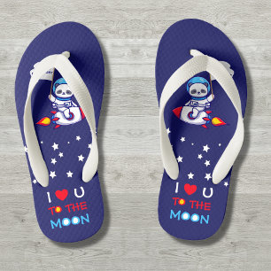 Tongs Enfants Cute Panda Ours Astronaut Sur Rockship Kids