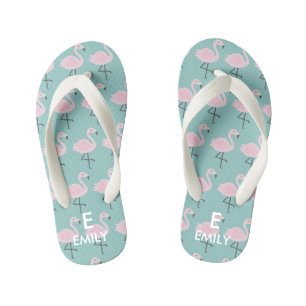 Tongs Enfants Cute Pastel Flamant rose Nom initial Enfants Flip