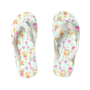 Tongs Enfants Cute Pattern avec Whimsical Animals & Toys