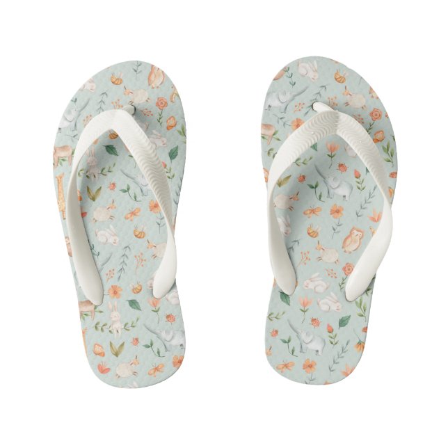 Tongs Enfants Cute Turquoise bébé animal Pastel Motif (Semelle)