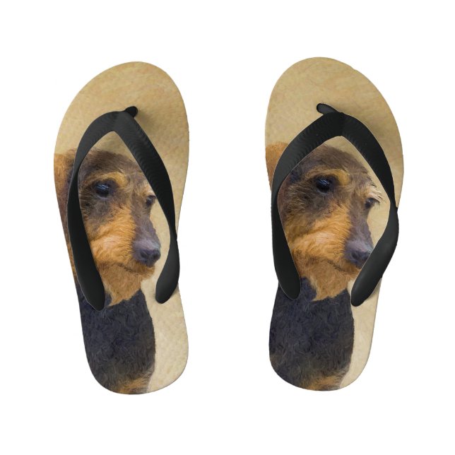 Tongs Enfants Dachshund (À poils durs) Peinture Chien Art origin (Semelle)