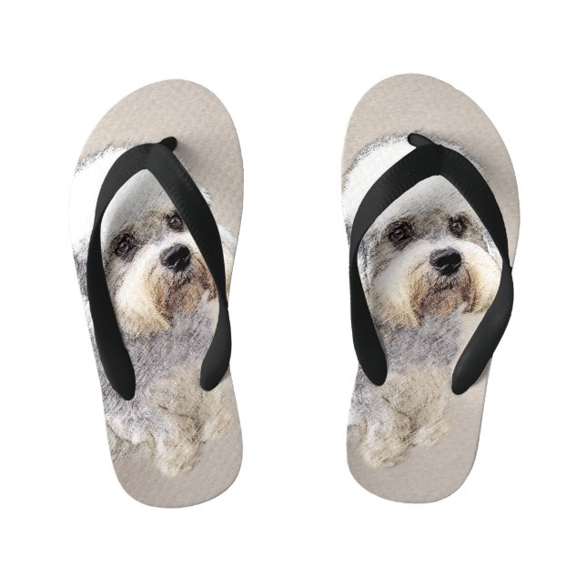 Tongs Enfants Dandie Dinmont Terrier Peinture Chien Art original (Semelle)