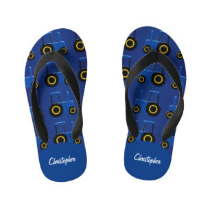 Tongs Enfants Design de tracteur bleu personnalisé