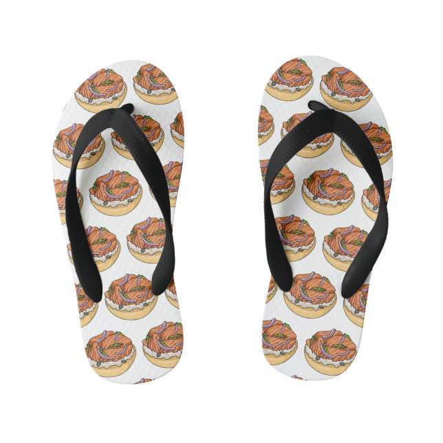 Tongs Enfants dessin animé de bagel saumon (Semelle)