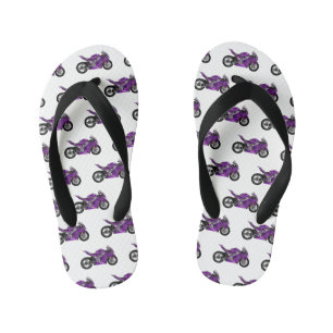 Tongs Enfants Dessin de moto de sport violet