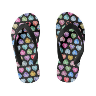 Tongs Enfants Diamond Heart Aquarelle Motif mignon Pastel Girly