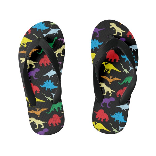 Tongs Enfants Dinosaures colorés Aquarelle Enfants Motif (Semelle)