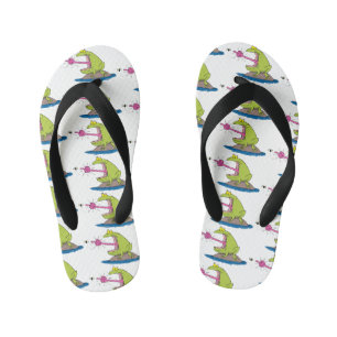 Tongs Enfants Drôle dessin animé de grenouille et mouche