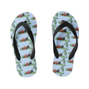 Tongs Enfants Drôle grenouille verte tondre la pelouse dessin