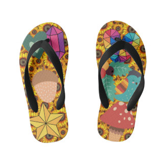 Tongs Enfants Enfants Clipart colorée Collage Fleurs Star Arc-en