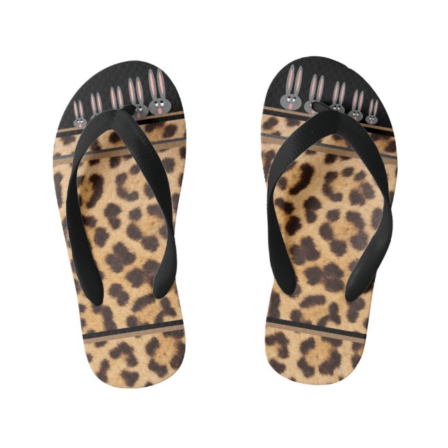 Tongs Enfants Enfants Empreinte de léopard Bunny Toes Flip Flops (Semelle)