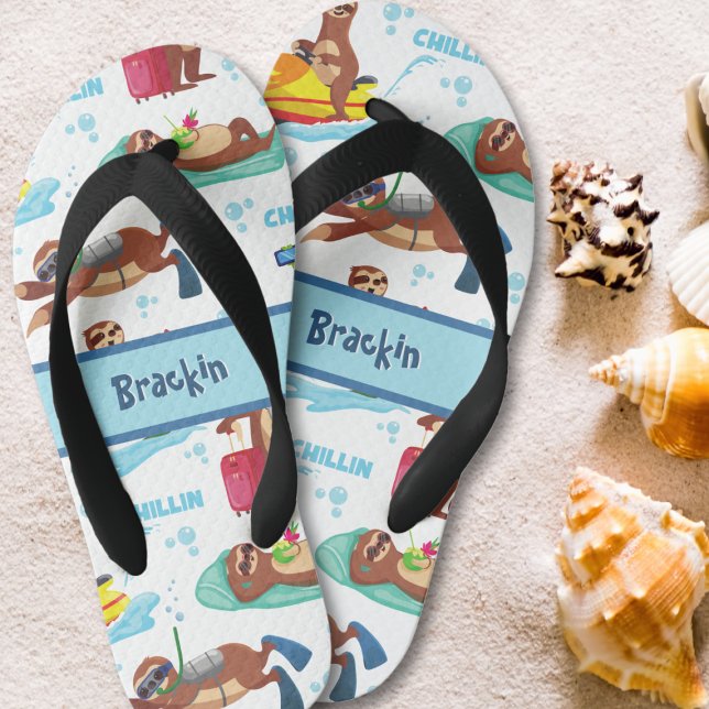 Tongs Enfants Fente de refroidissement sur Motif de vacances Per (Créateur téléchargé)