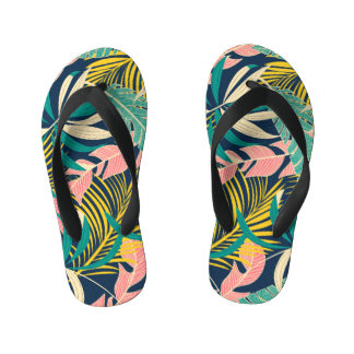 Tongs Enfants Feuilles tropicaux colorés : motif d'été.