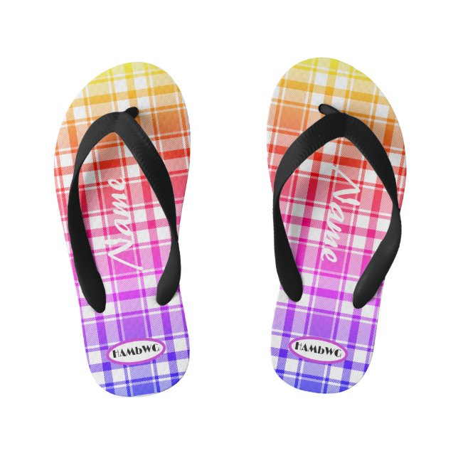 Tongs Enfants Fille Arc-en-ciel Plaid HAMbWG Flip Flops (Semelle)