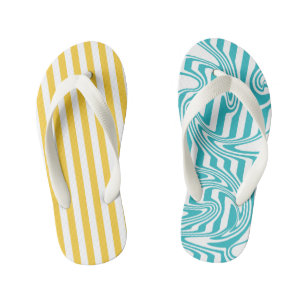 Tongs Enfants Fissures et torsades en Turquoise et Jaune
