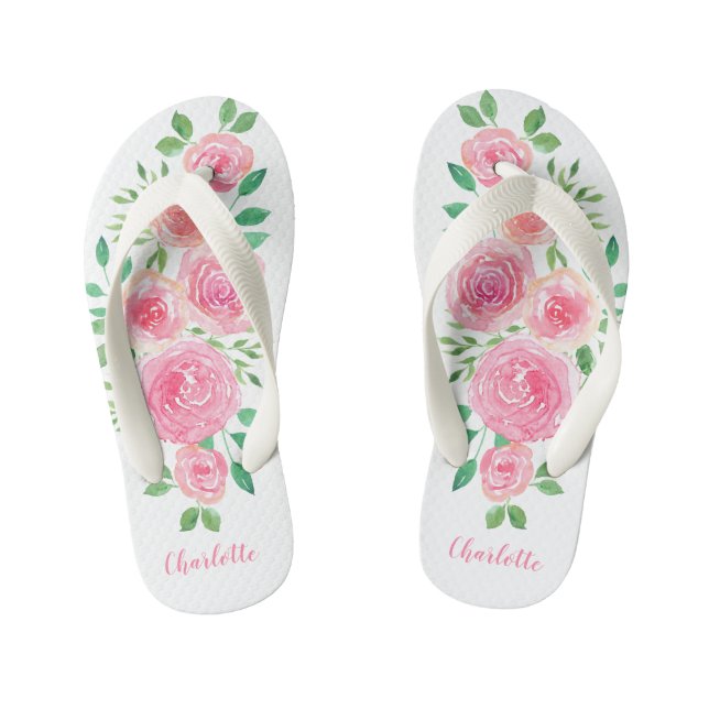 Tongs Enfants Fleur Enfant Rose Roses Nom de la fille Fille (Semelle)