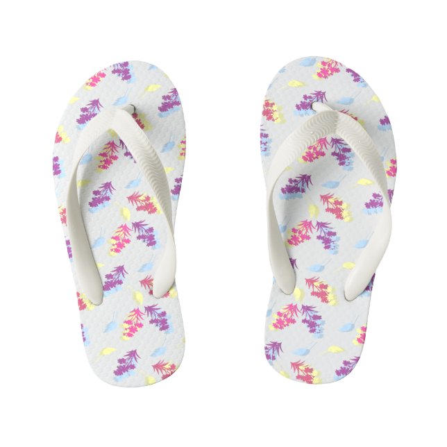 Tongs Enfants Fleurs violettes et bleues Motif sans couture - Él (Semelle)