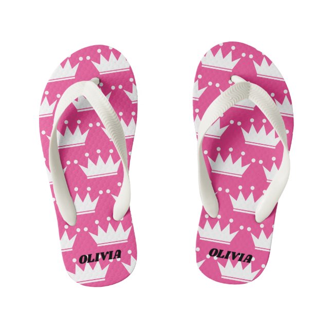Tongs Enfants Flip Flops pour enfant rose princesse couronne (Semelle)
