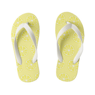 Tongs Enfants Fun Motif de tranche de citron jaune Coloré été