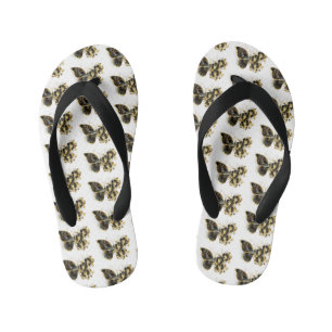 Tongs Enfants Gold flower Butterfly with Black Orchid