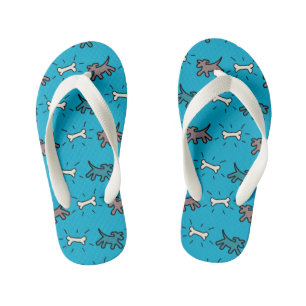Tongs Enfants Graffiti de chien et d'os Style Bleu Flip Kids 3