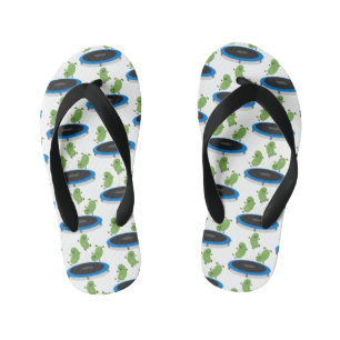 Tongs Enfants Haricots verts mignons sur dessin animé trampoline