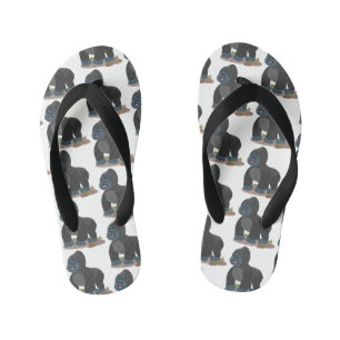 Tongs Enfants Illustration de dessin animé de grand gorille mign