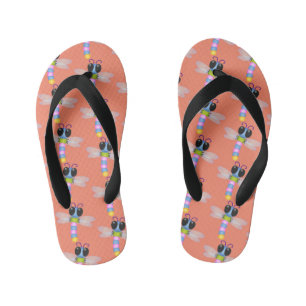 Tongs Enfants Illustration de dessin animé de libellule bleue et