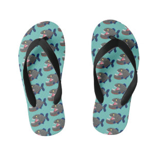 Tongs Enfants Illustration de dessin animé drôle de piranha affa