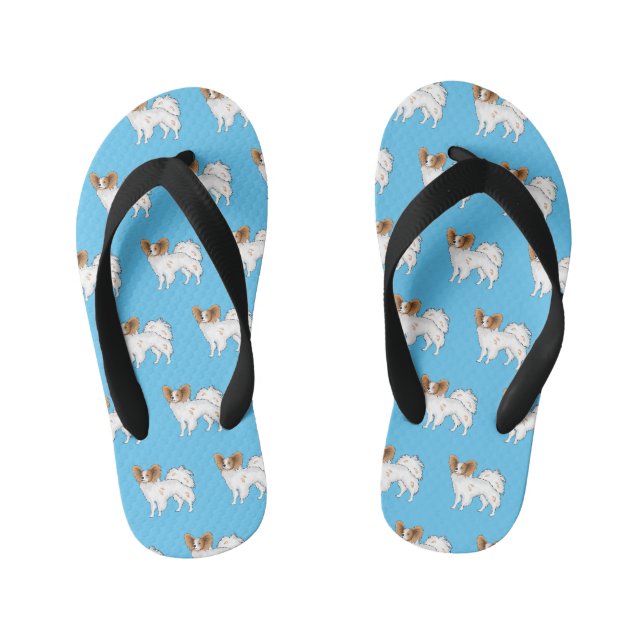 Tongs Enfants Illustration de dessin pour chien de Papillon (Semelle)