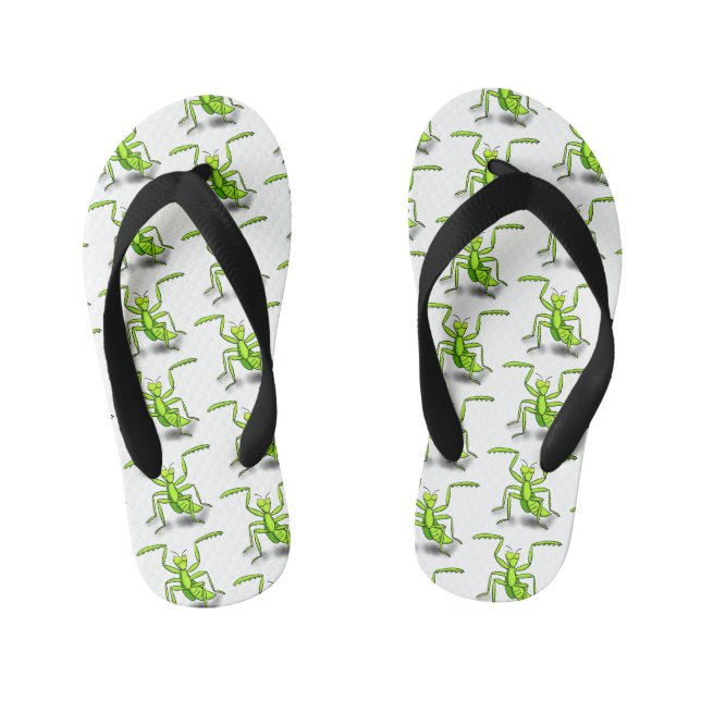 Tongs Enfants Illustration drôle de mante verte en prière (Semelle)