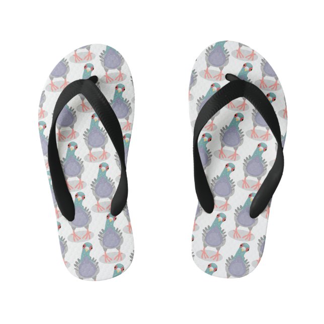 Tongs Enfants Illustration drôle de pigeon curieux (Semelle)