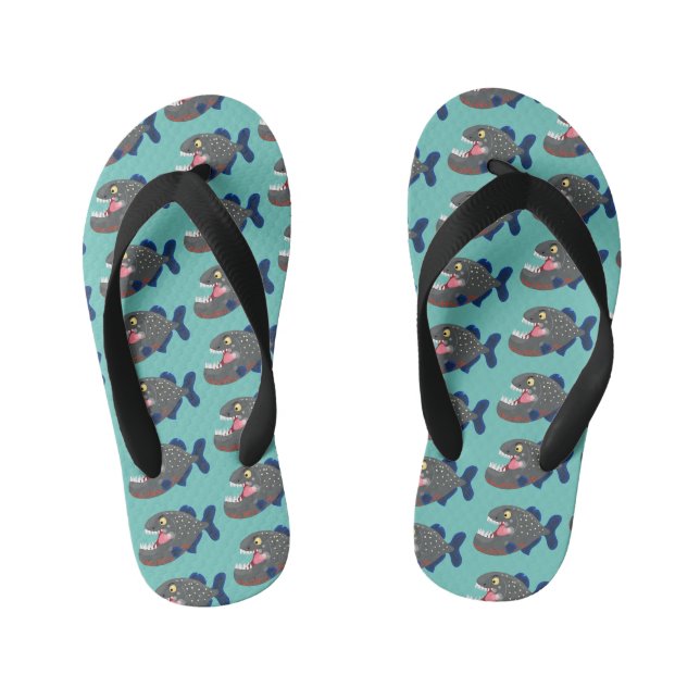 Tongs Enfants Illustration drôle de piranha affamée (Semelle)