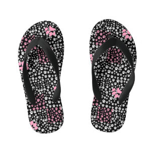 Tongs Enfants Imprimez les pattes motif NS 01b. BG noir