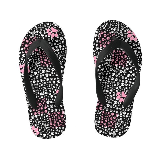 Tongs Enfants Imprimez les pattes motif NS 01b. BG noir (Semelle)