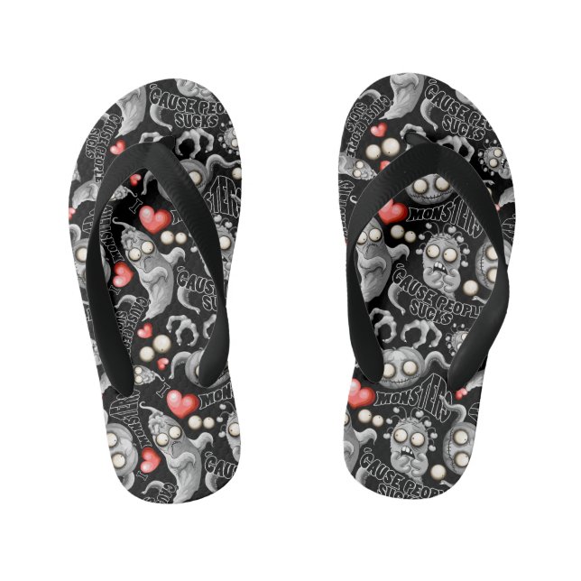 Tongs Enfants J'aime les monstres parce que les gens aiment les  (Semelle)