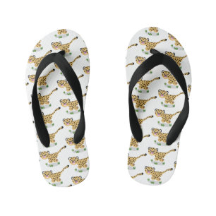 Tongs Enfants Joli bébé guépard en cours de dessin animé illustr