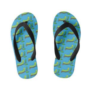 Tongs Enfants Joli dessin animé de chenille verte mignonne