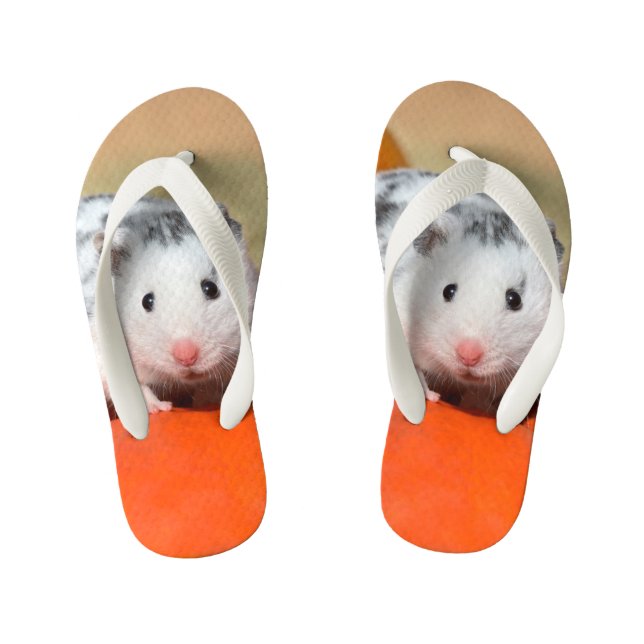 Tongs Enfants Joli Hamster syrien blanc noir tacheté drôle anima (Semelle)