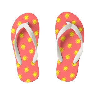 Tongs Enfants Joli visage heureux fantaisiste Soleil Corail Plag